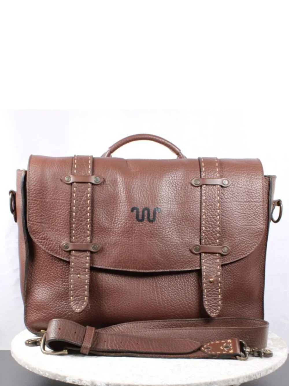 King Ranch Leather Messenger Briefcase Laptop Bag Brown Crossbody Satchel